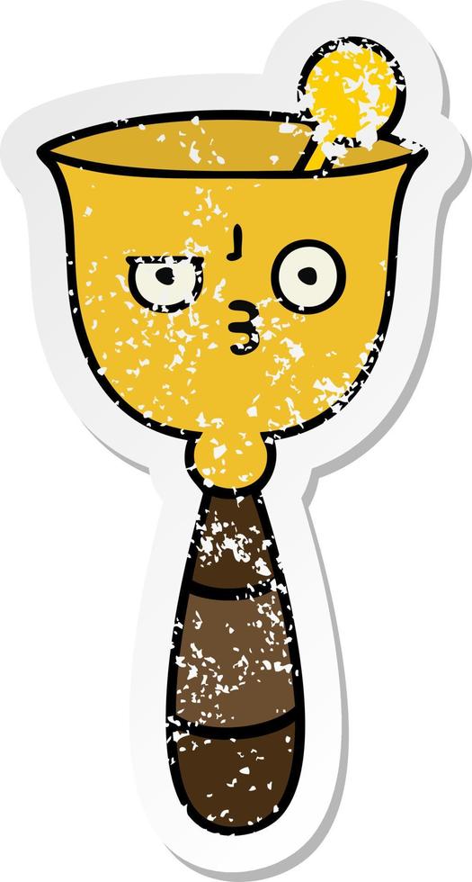 distressed sticker of a cute cartoon school bell vector