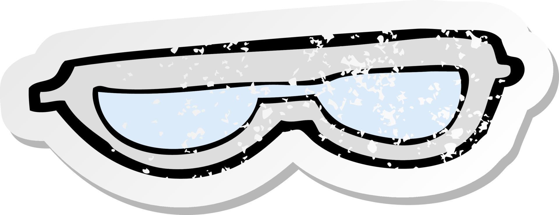 retro distressed sticker of a cartoon glasses vector