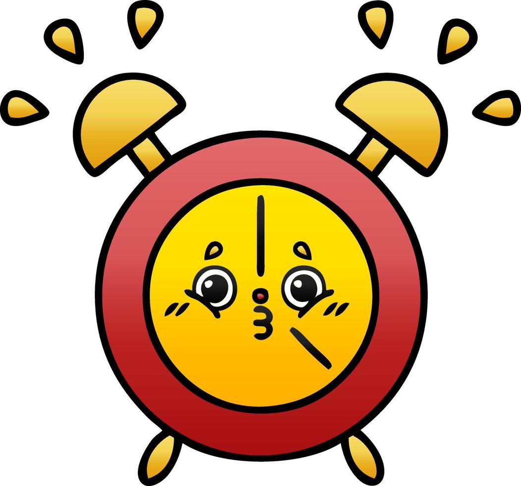 gradient shaded cartoon alarm clock vector