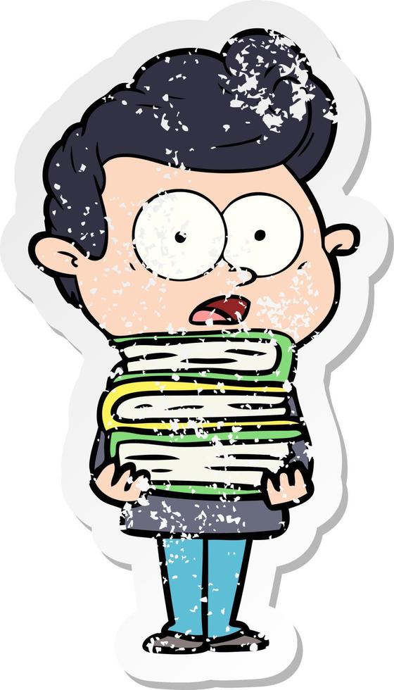 distressed sticker of a cartoon staring man vector