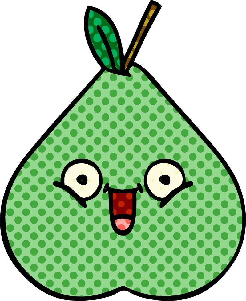 comic book style cartoon green pear vector