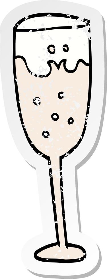 distressed sticker of a cartoon champagne glass vector