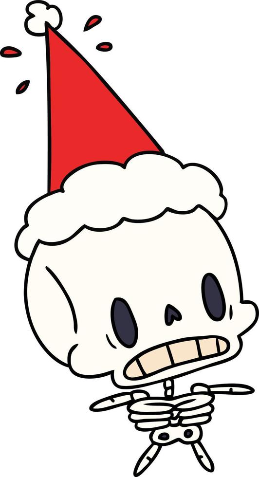 christmas cartoon of kawaii skeleton vector