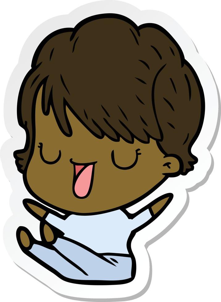 sticker of a cartoon woman talking vector