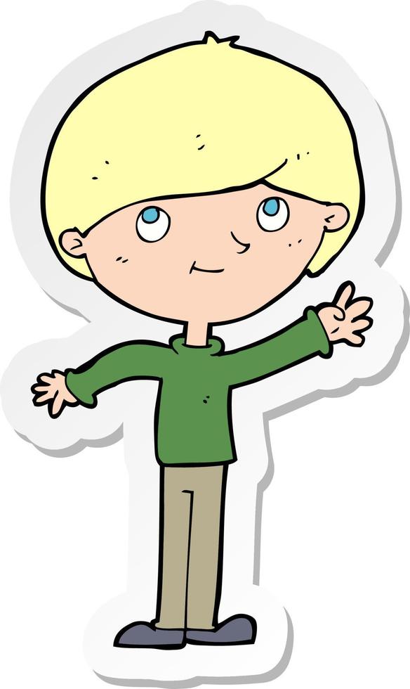 sticker of a cartoon happy boy vector