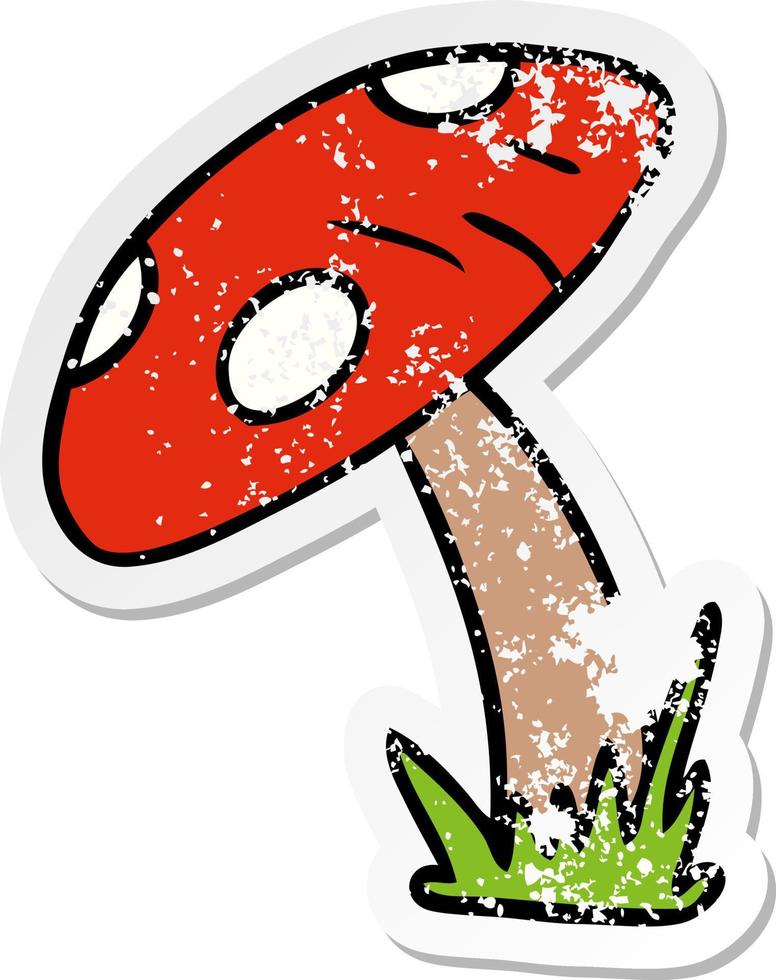distressed sticker cartoon doodle of a toad stool vector