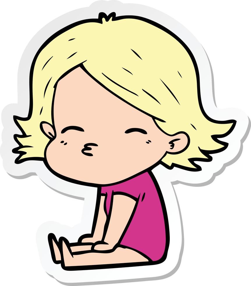 sticker of a cartoon woman sitting vector