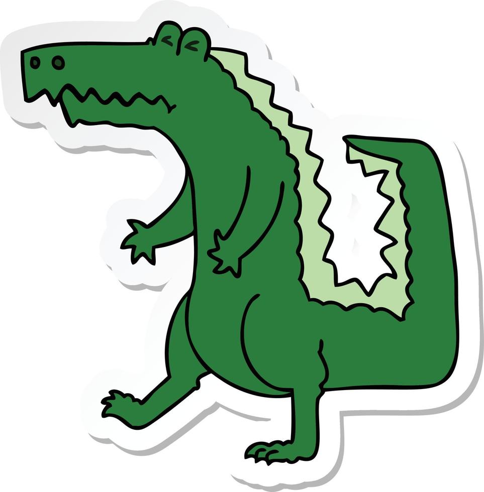 sticker of a quirky hand drawn cartoon crocodile vector