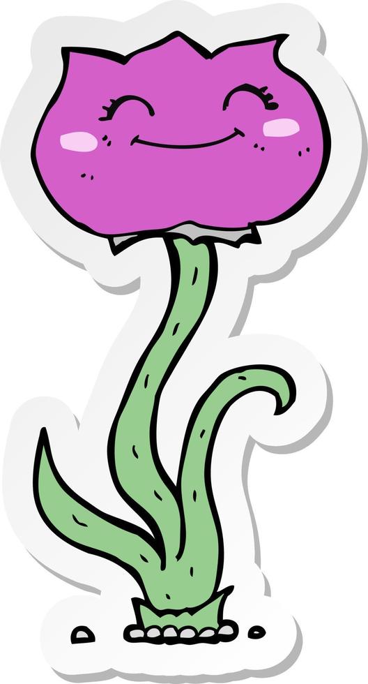 sticker of a cartoon flower vector