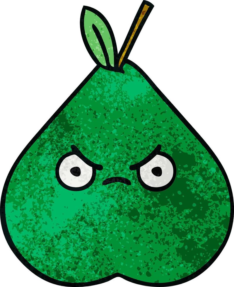 retro grunge texture cartoon angry pear vector