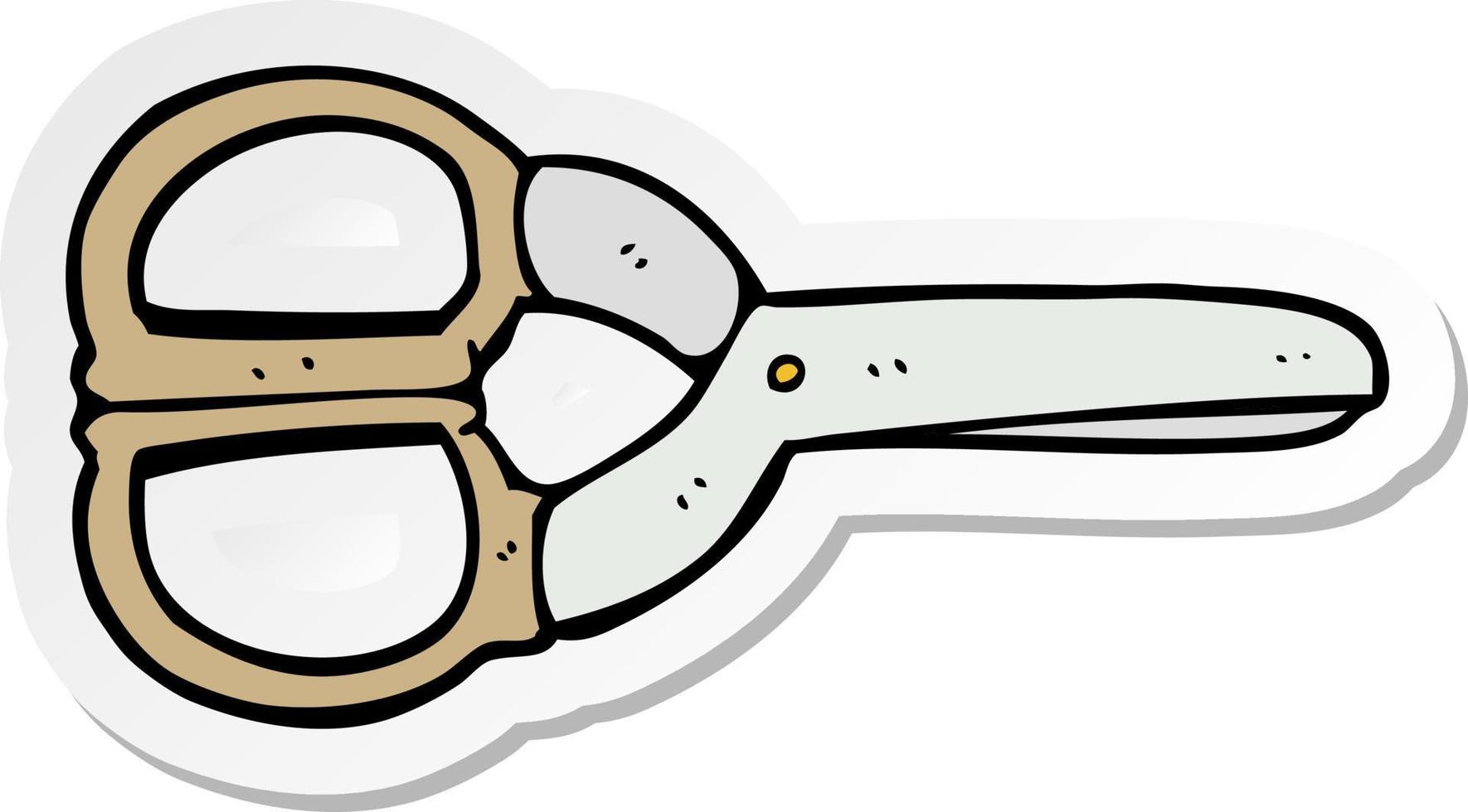 sticker of a cartoon scissors vector