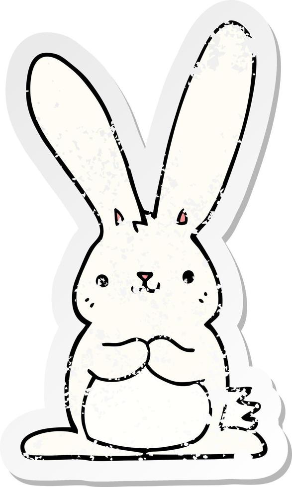 distressed sticker of a cartoon rabbit vector