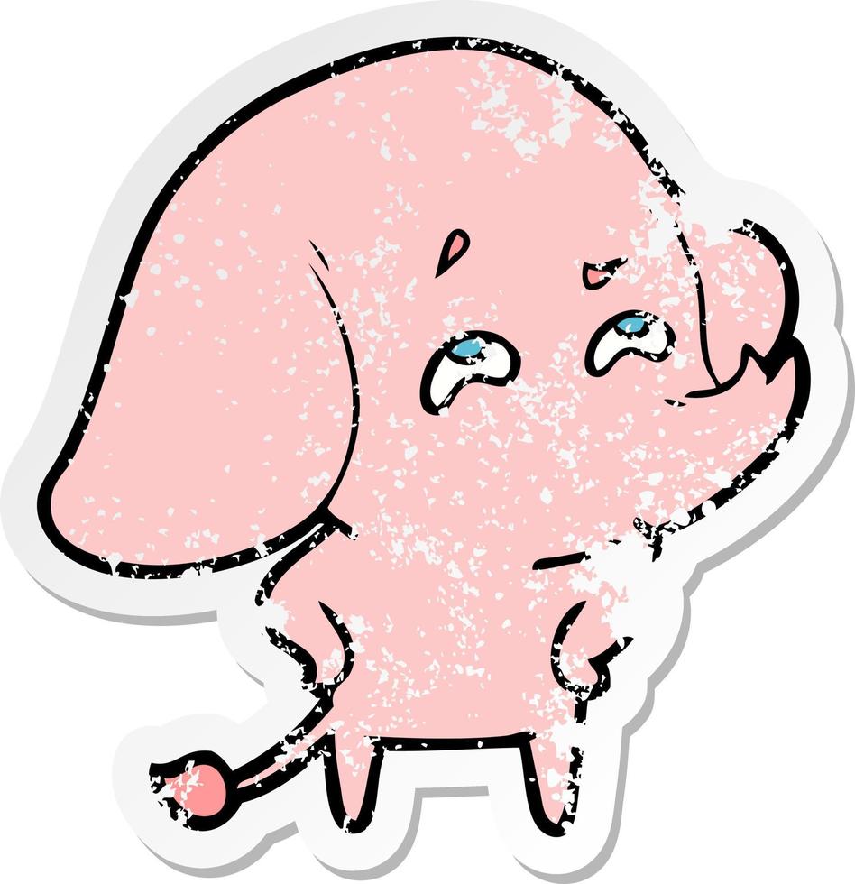 distressed sticker of a cartoon elephant remembering vector