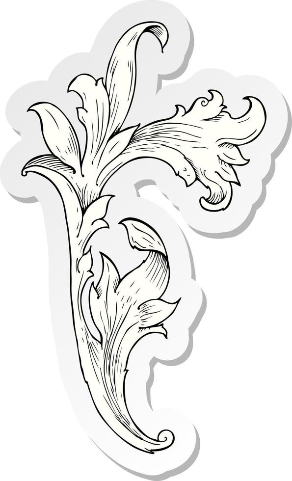 sticker of a traditional hand drawn floral swirl vector