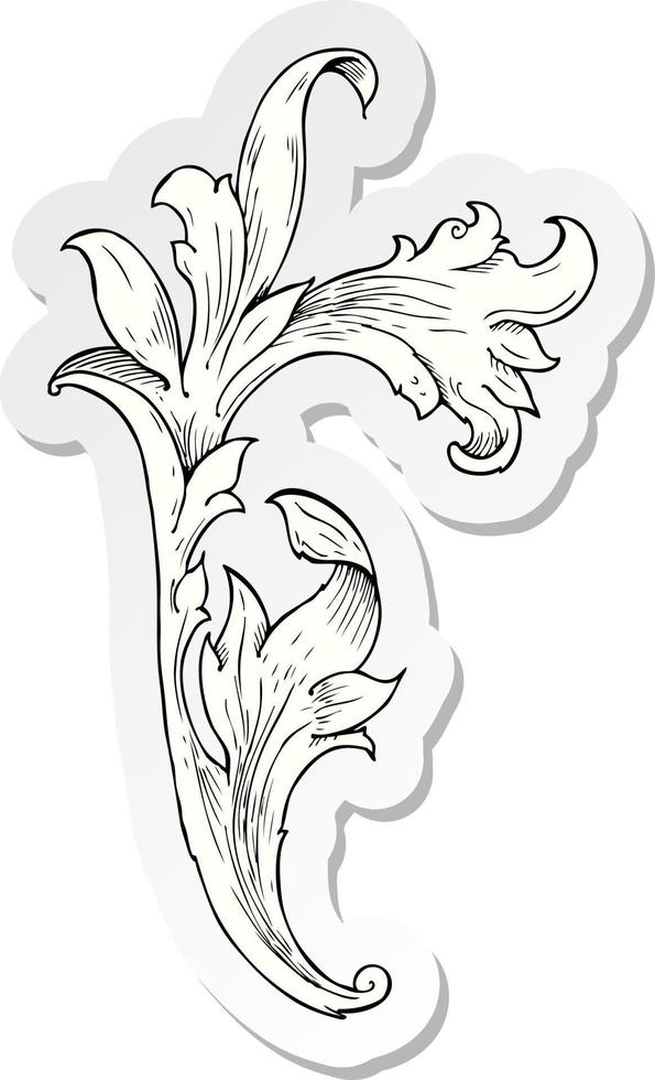 pegatina de un remolino floral tradicional dibujado a mano vector