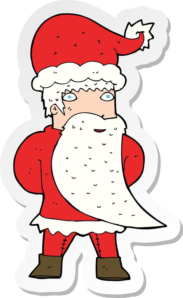 sticker of a cartoon santa claus vector