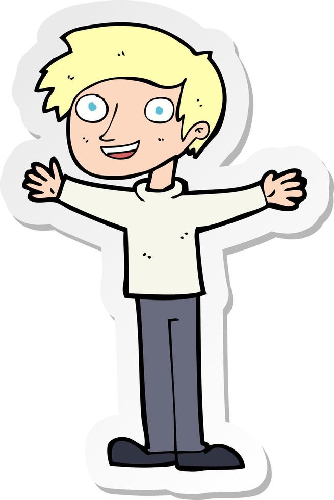 sticker of a cartoon enthusiastic man vector