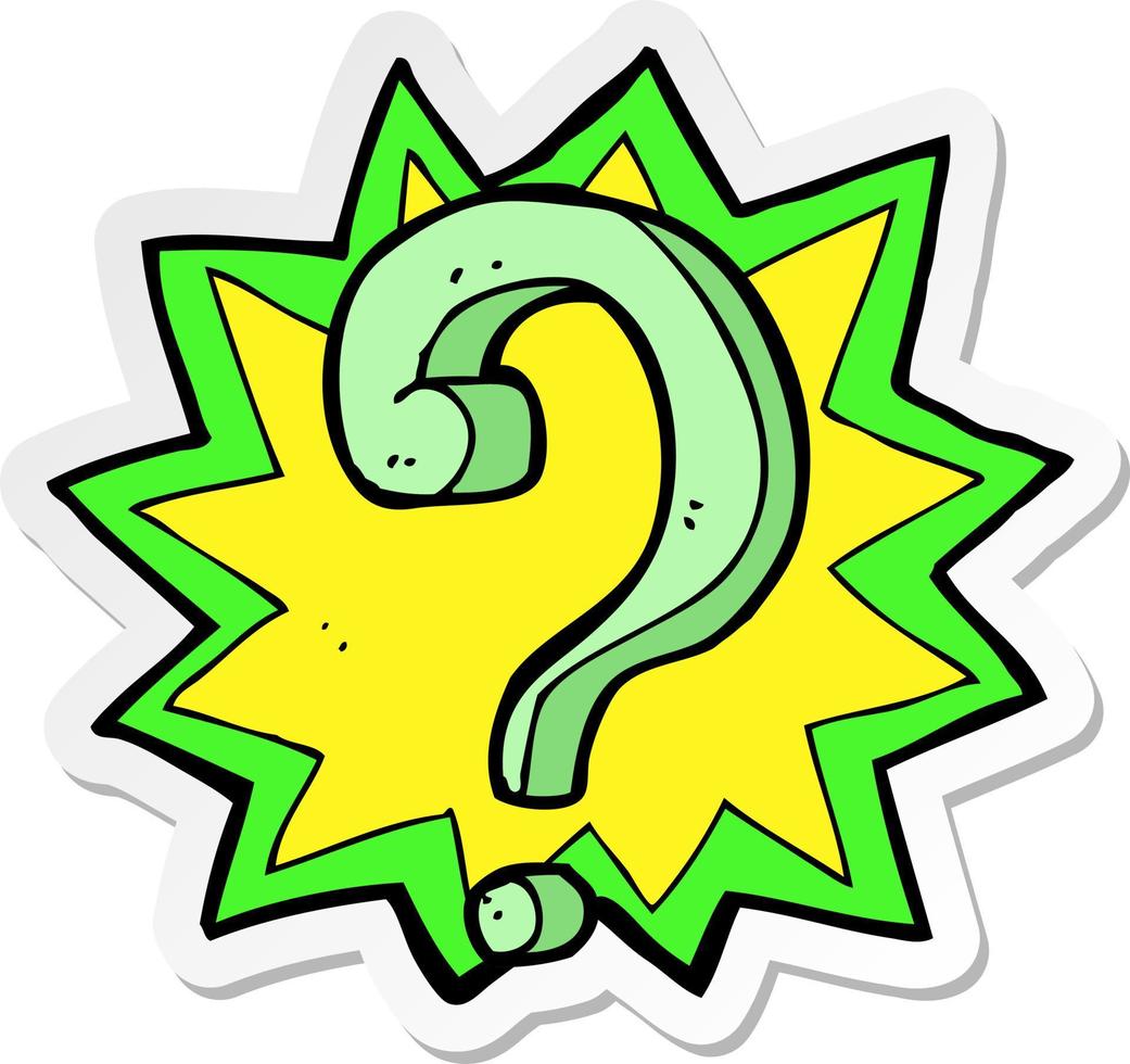 sticker of a cartoon question mark vector