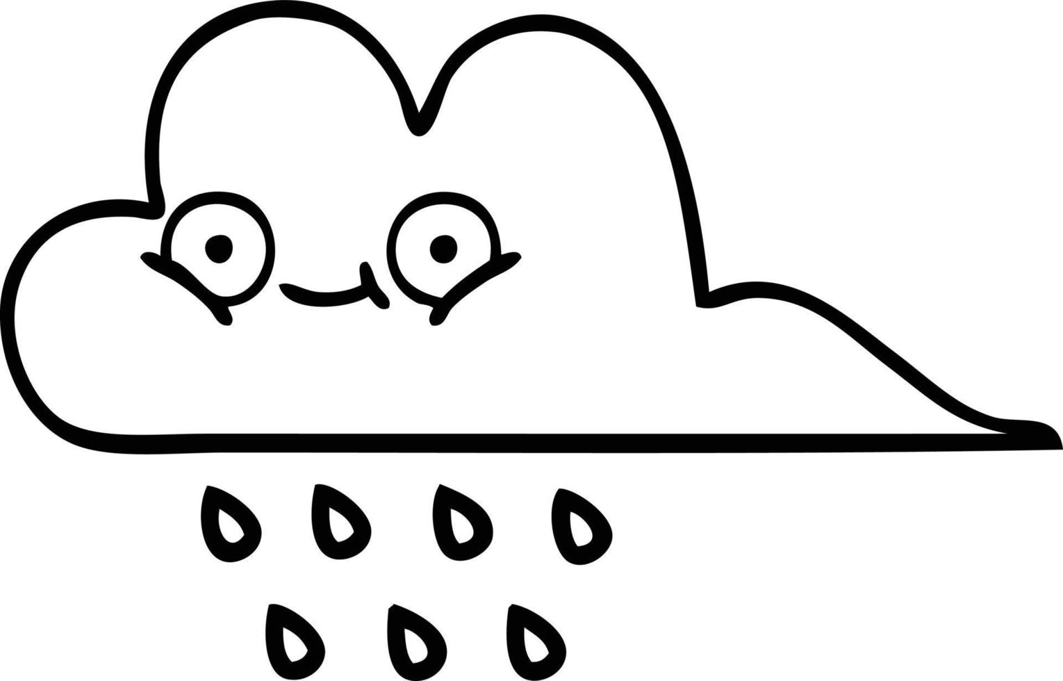 line drawing cartoon storm rain cloud vector