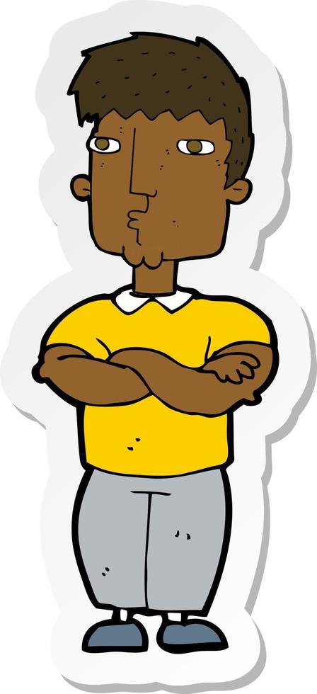 sticker of a cartoon man with crossed arms vector