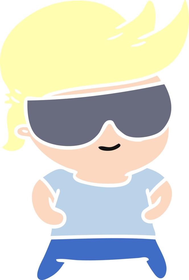 caricatura, kawaii, niño, con, sombras vector