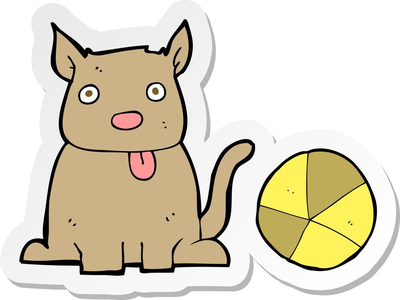 sticker of a cartoon dog and ball vector