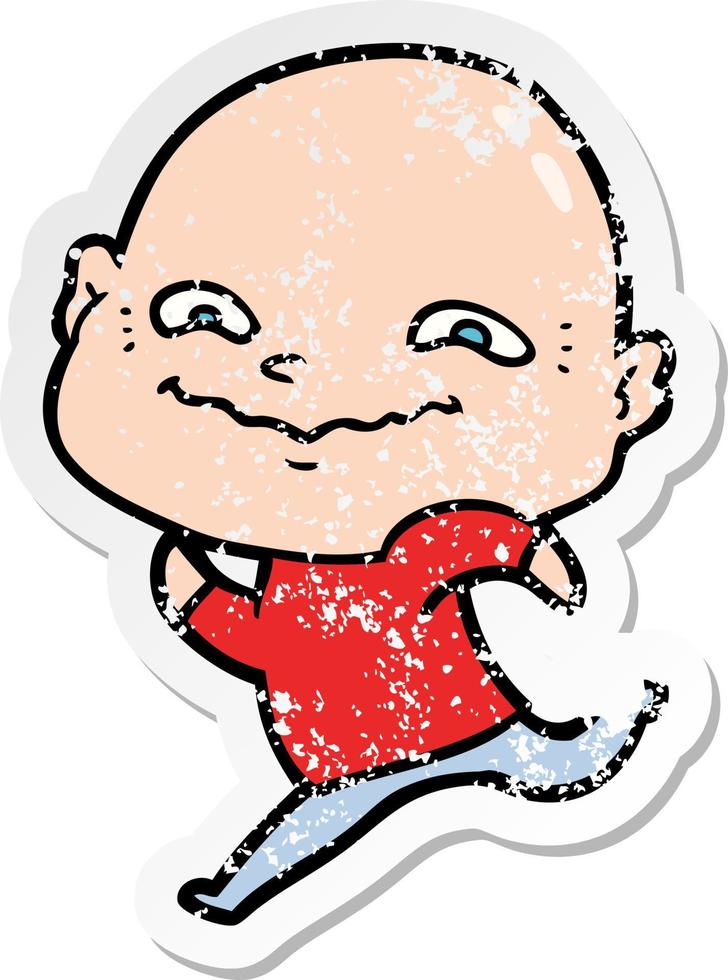 distressed sticker of a cartoon creepy guy vector