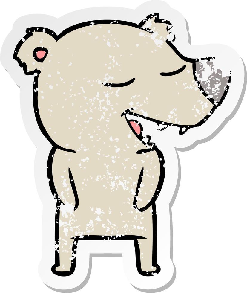 distressed sticker of a cartoon bear vector