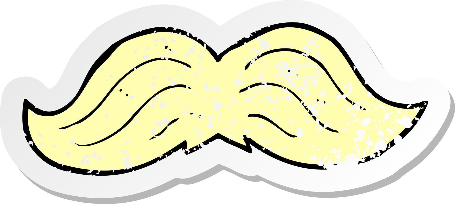 retro distressed sticker of a cartoon mustache vector
