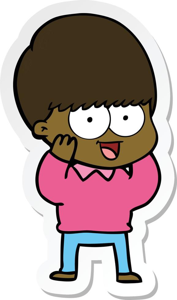 sticker of a happy cartoon boy vector