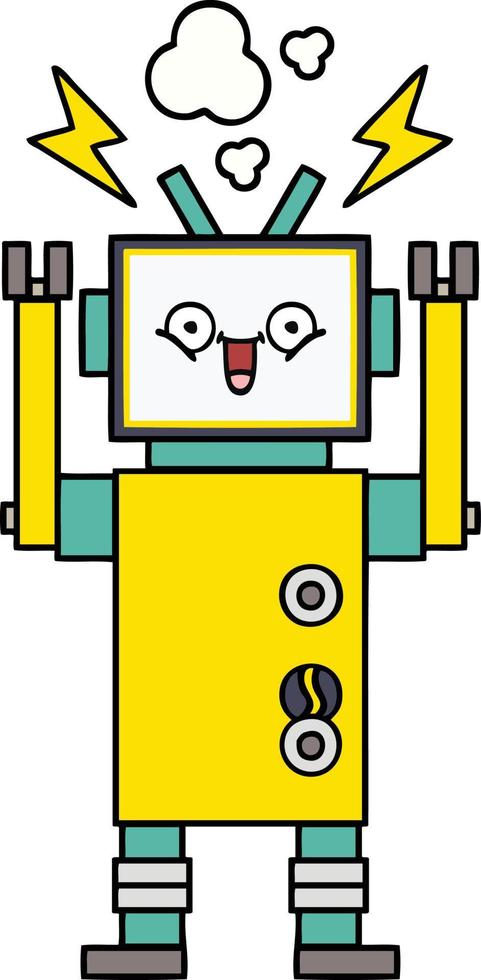 cute cartoon happy robot vector