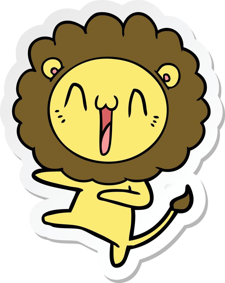 sticker of a happy cartoon lion vector