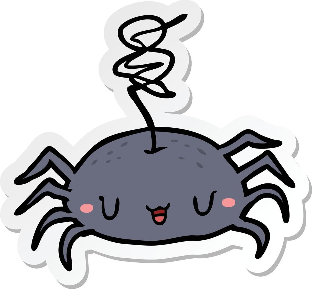 sticker of a cartoon spider vector