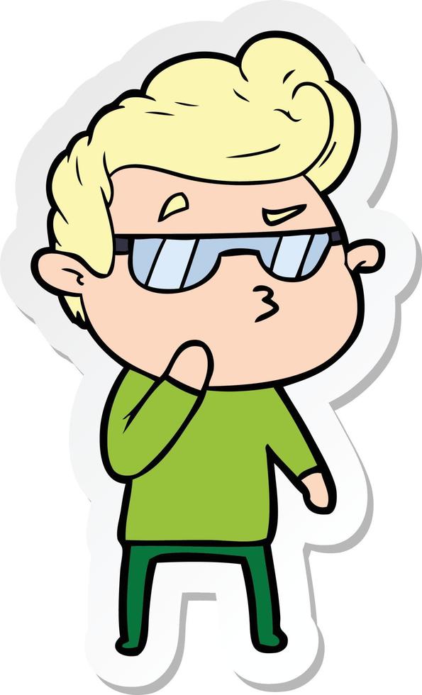 sticker of a cartoon cool guy vector