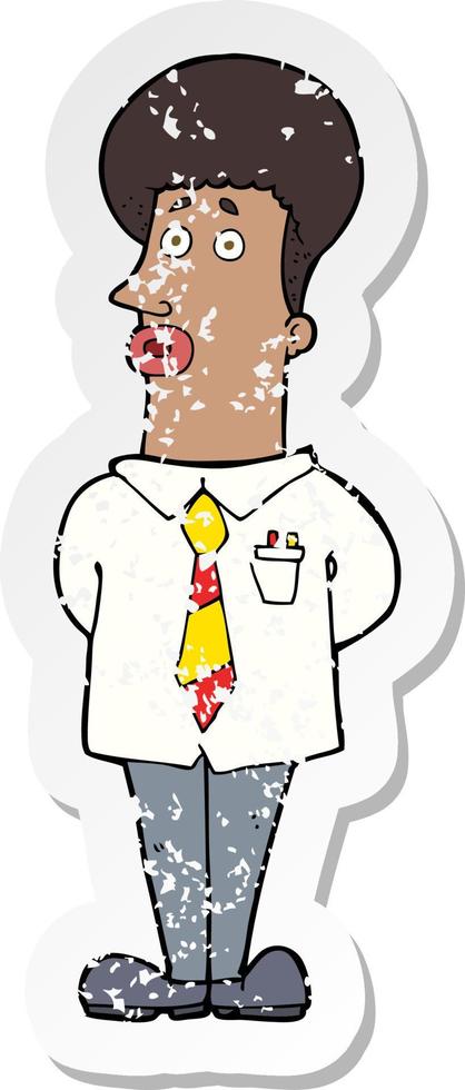 retro distressed sticker of a cartoon businessman vector