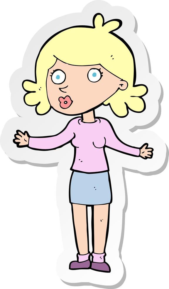 sticker of a cartoon confused woman vector