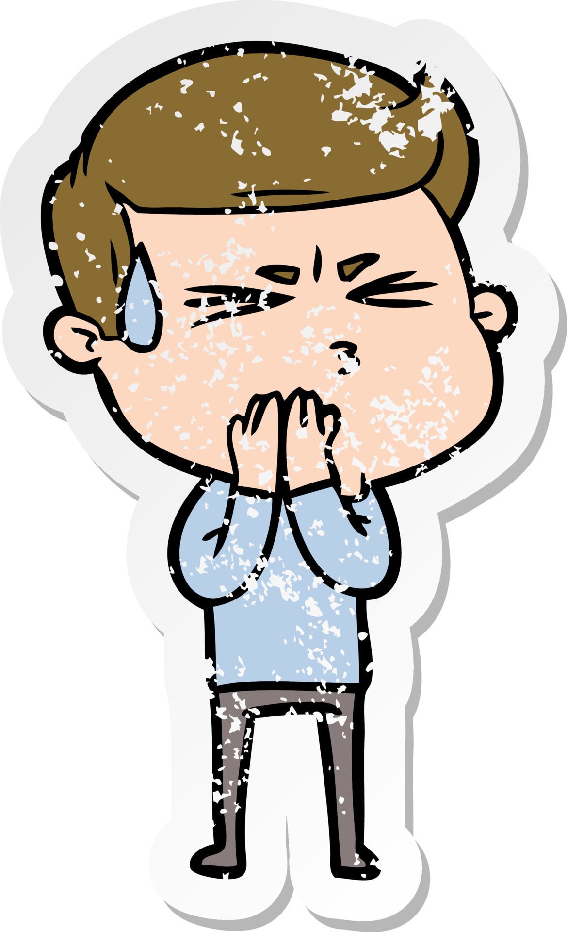 distressed sticker of a cartoon man sweating 10240015 Vector Art at Vecteezy distressed sticker of a cartoon man sweating 10240015 Vector Art at Vecteezy