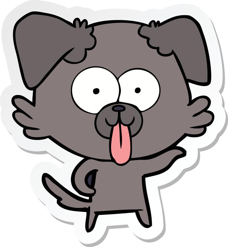 sticker of a cartoon dog with tongue sticking out vector