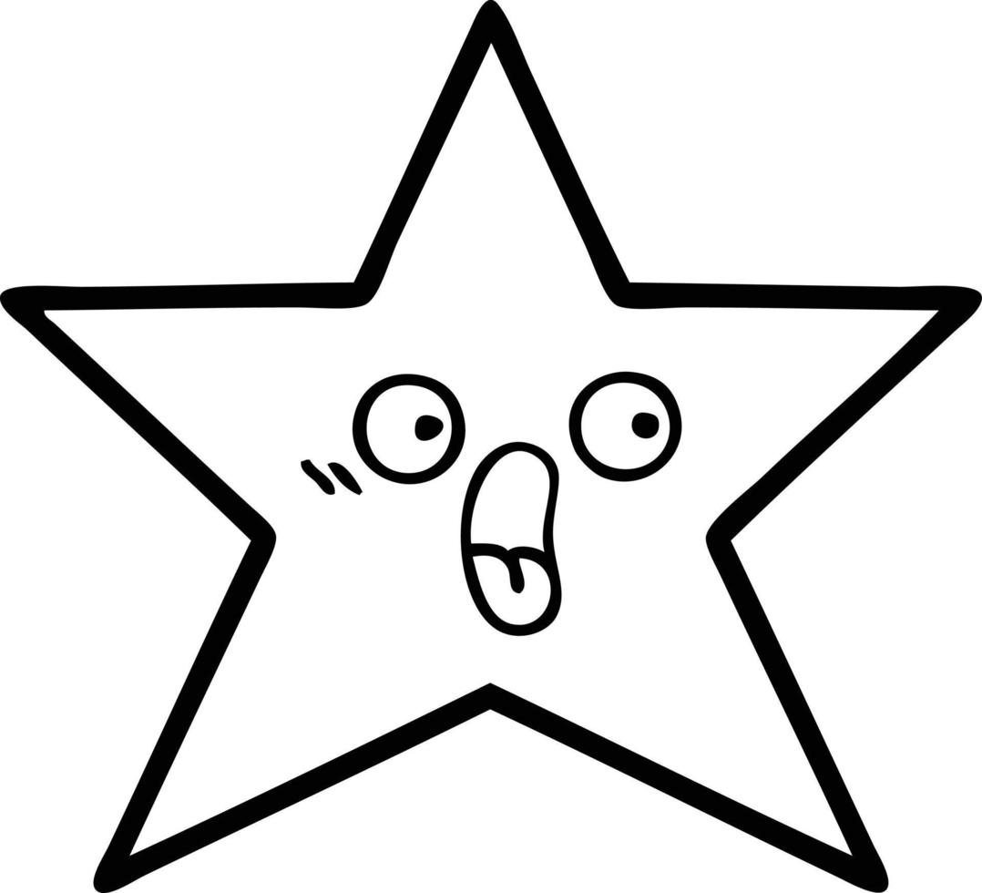 line drawing cartoon star fish vector