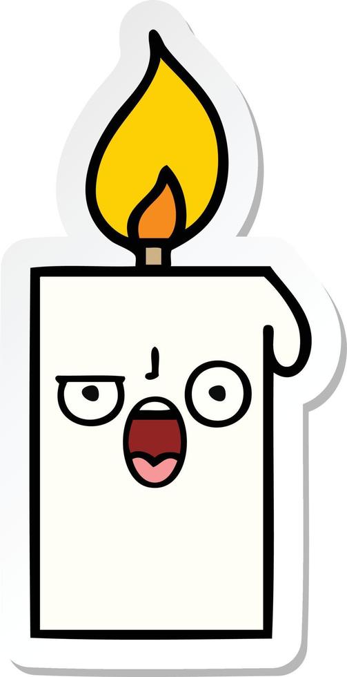 sticker of a cute cartoon lit candle vector