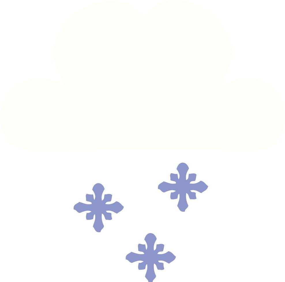 flat color retro cartoon snow cloud vector