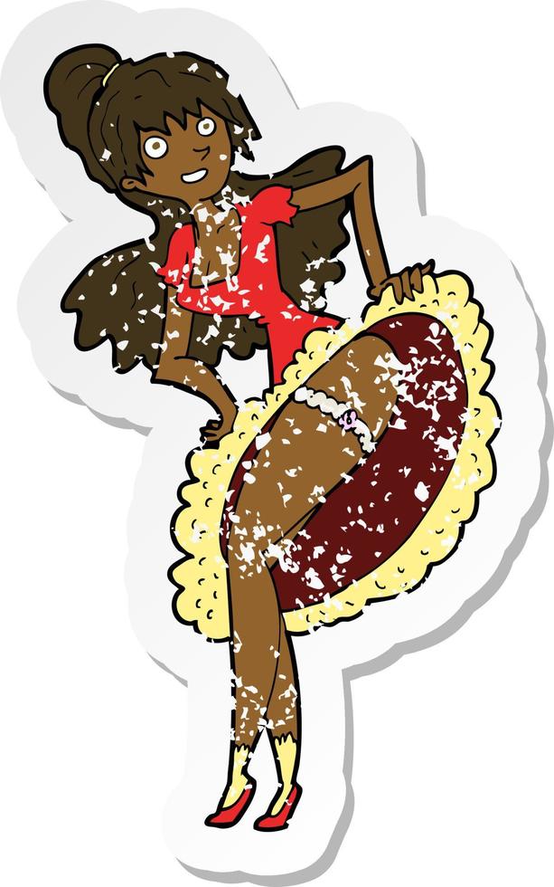 retro distressed sticker of a cartoon flamenco dancer vector