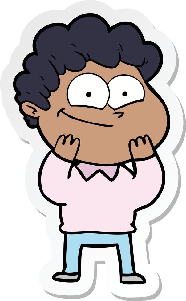 sticker of a cartoon happy man vector