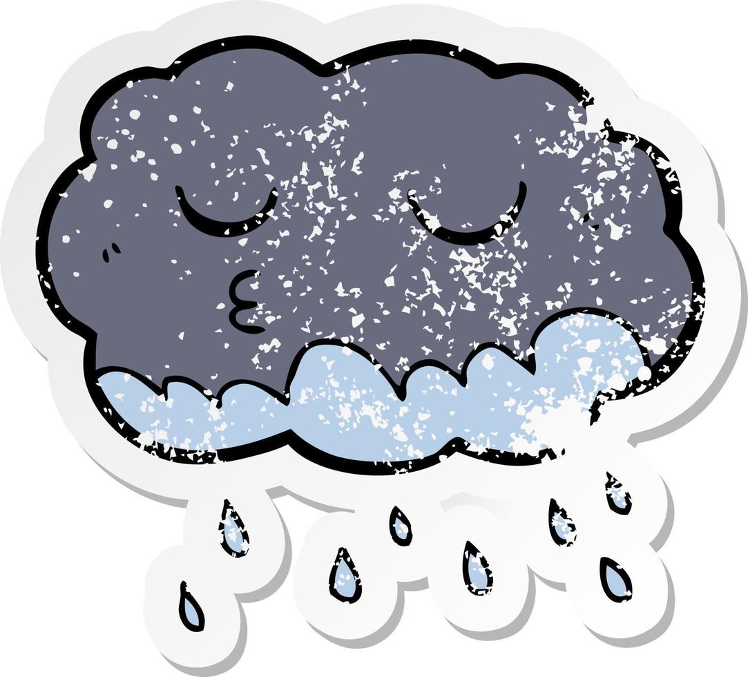 distressed sticker of a cartoon rain cloud vector
