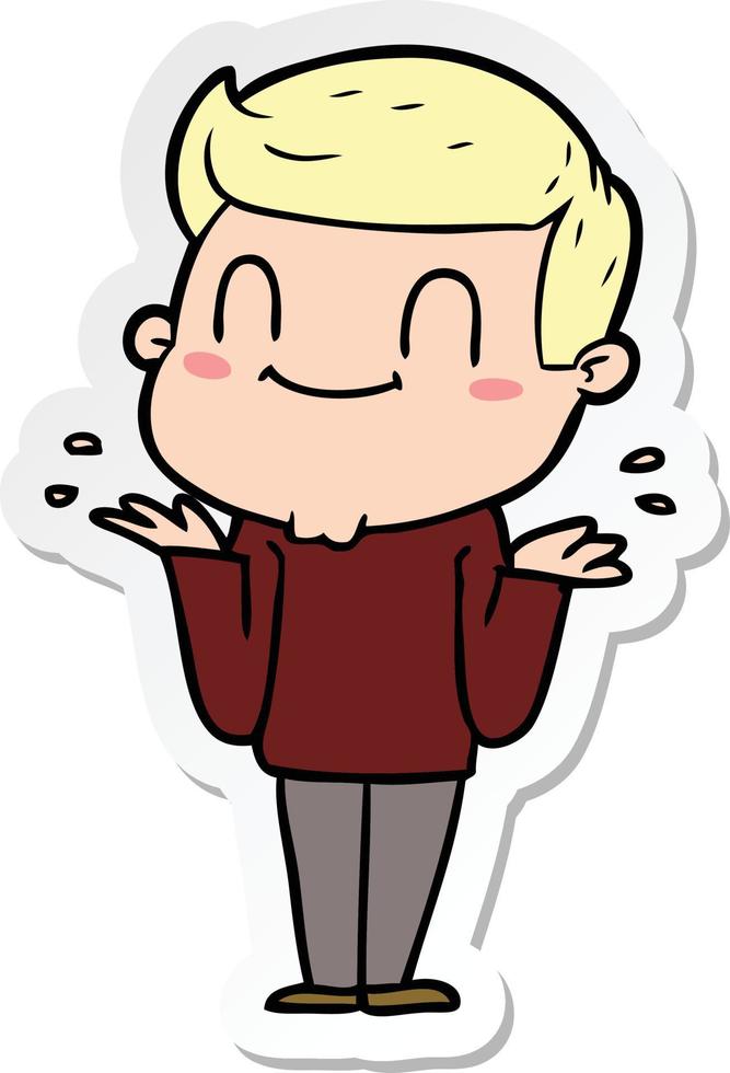 sticker of a cartoon friendly man vector