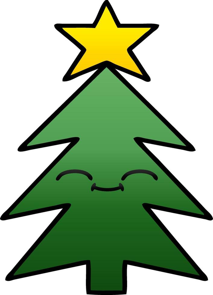 gradient shaded cartoon christmas tree vector