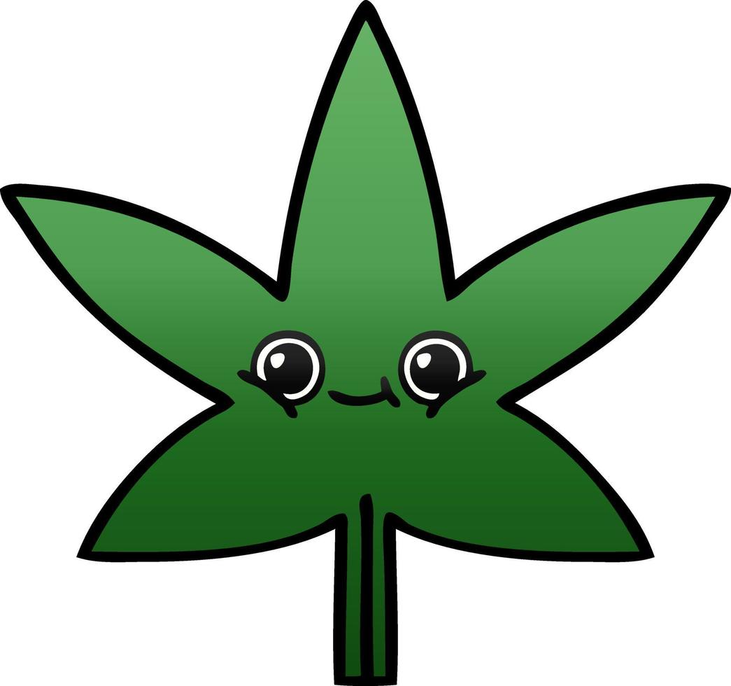 gradient shaded cartoon marijuana leaf vector