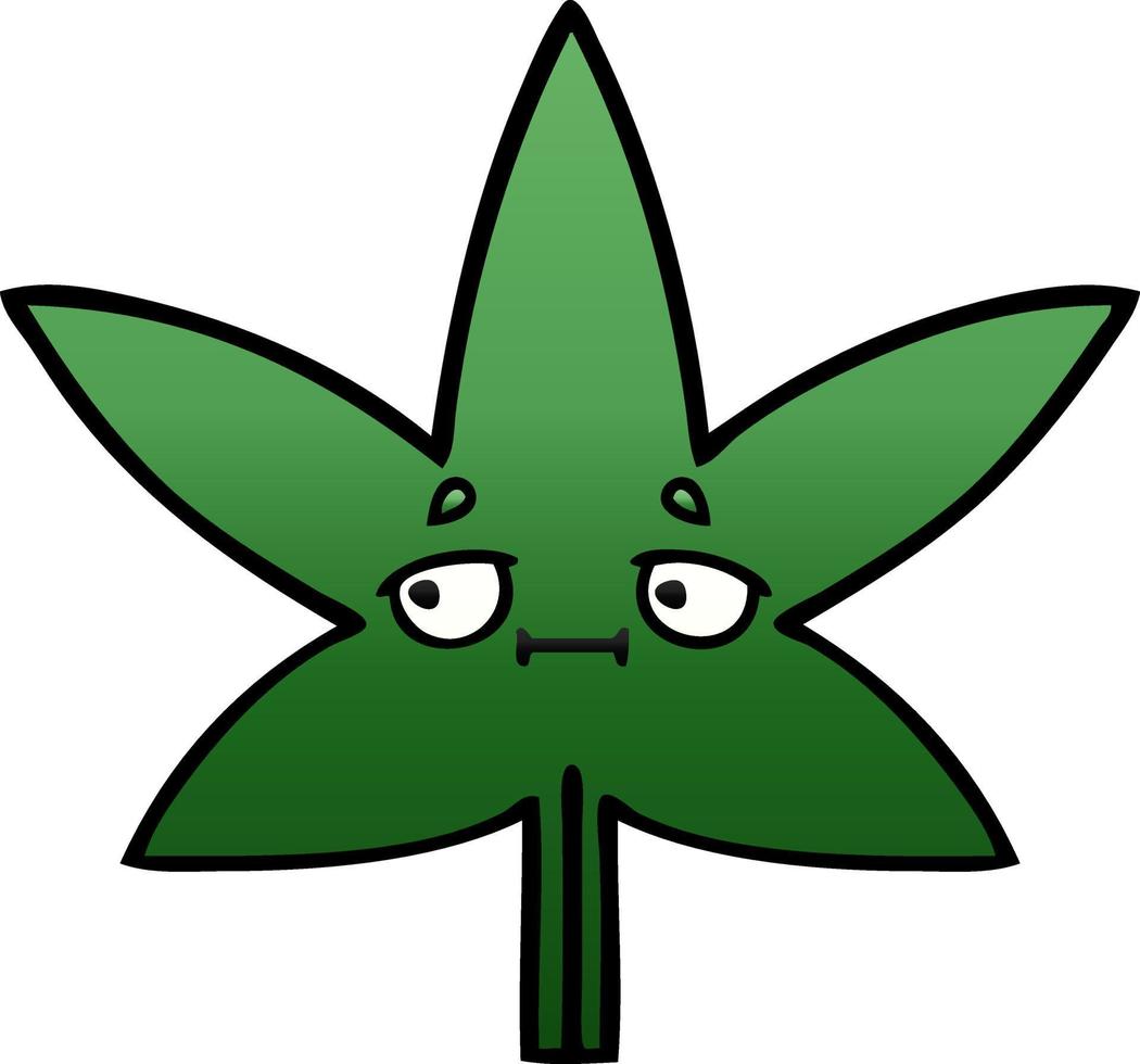 gradient shaded cartoon marijuana leaf vector