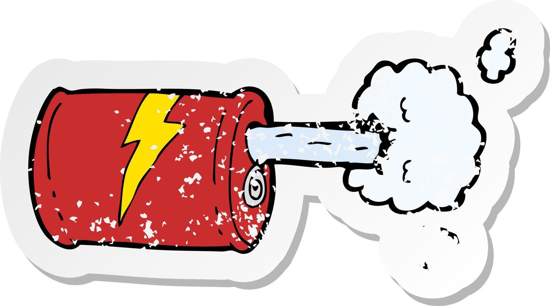 retro distressed sticker of a cartoon fizzy drink can vector