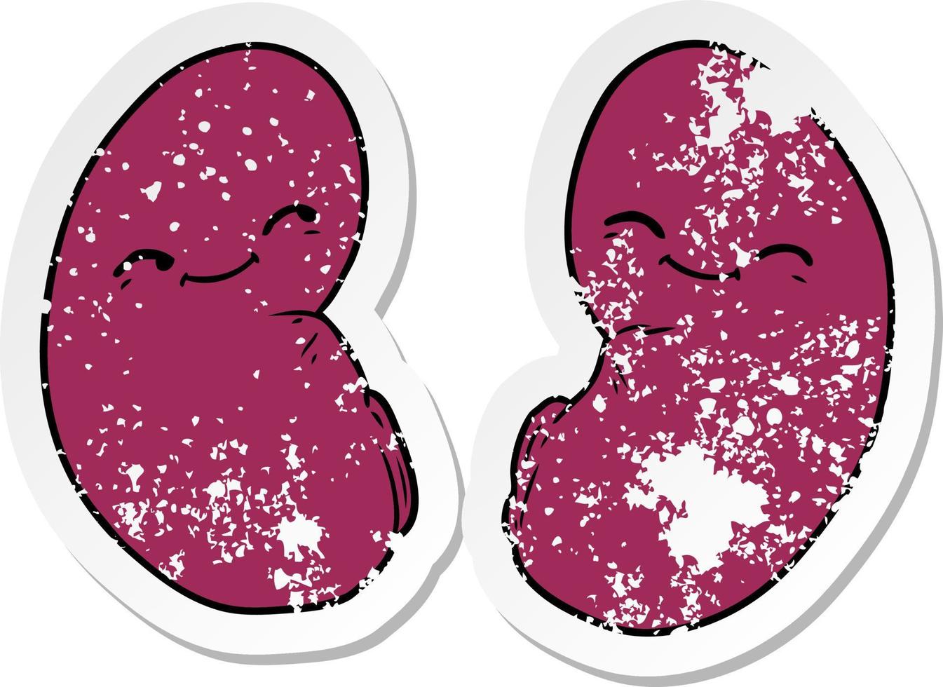 distressed sticker of a cartoon kidneys vector